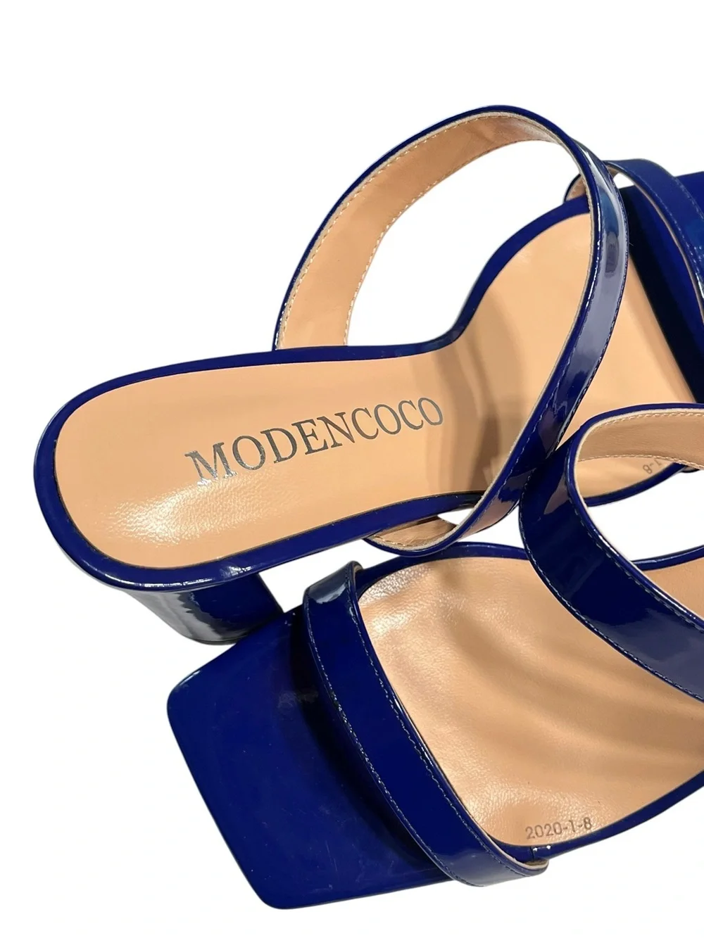 Modencoco Blue 2 Strap Block Heel Sandal - Size 7.5